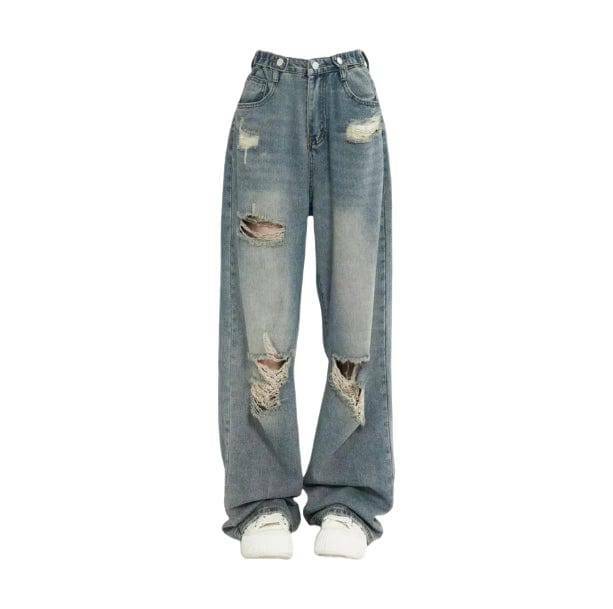 Y2K Fashion Distressed Boyfriend Jeans for Grunge & Coquette Aesthetic