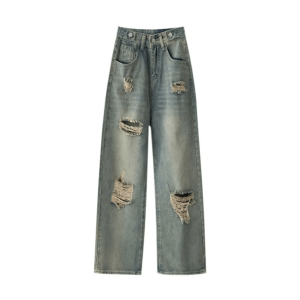 Y2K Fashion Distressed Boyfriend Jeans for Grunge & Coquette Aesthetic