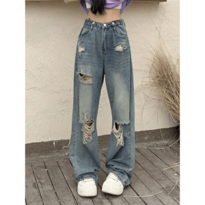 Y2K Fashion Distressed Boyfriend Jeans for Grunge & Coquette Aesthetic