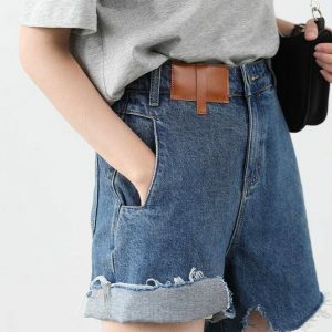 Y2K Fashion Distressed Jean Shorts - Grunge Aesthetic & Coquette Style