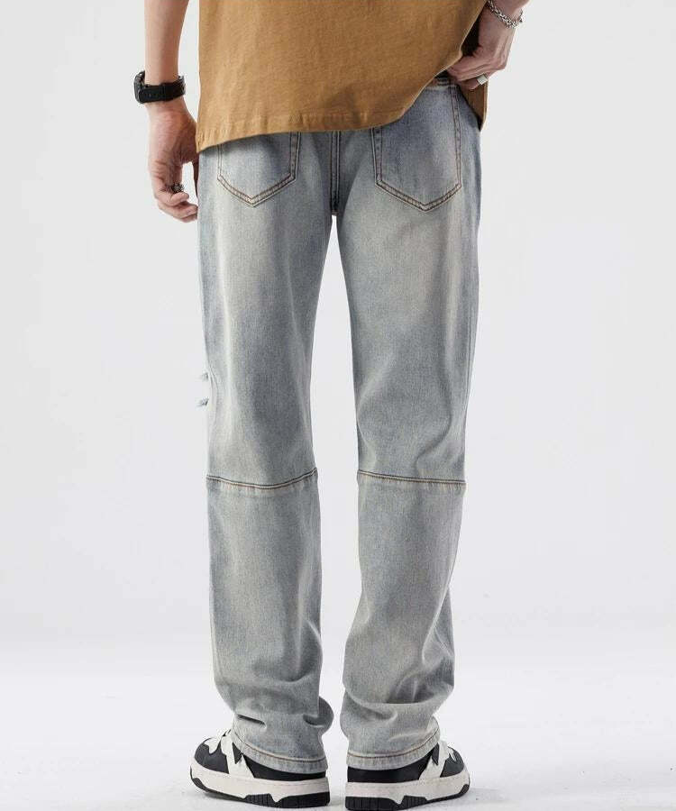 Y2K Fashion Distressed Straight Leg Jeans for Grunge & Coquette Aesthetic