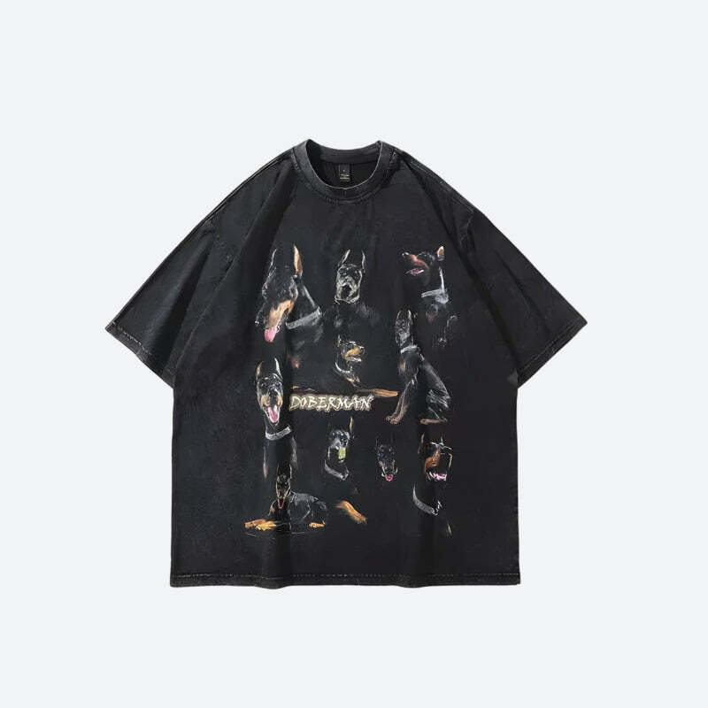 Y2K Fashion Doberman Tee: Grunge Aesthetic & Coquette Style Blend