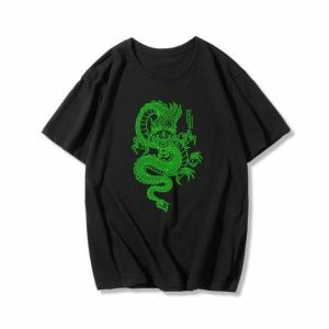 Y2K Fashion Dragon T-Shirt: Grunge Aesthetic & Coquette Style Tee