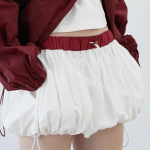 Y2K Fashion Drawstring Bubble Mini Skirt - Coquette & Grunge Aesthetic