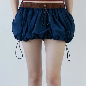 Y2K Fashion Drawstring Bubble Mini Skirt - Coquette & Grunge Aesthetic