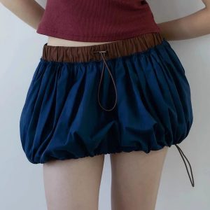 Y2K Fashion Drawstring Bubble Mini Skirt - Coquette & Grunge Aesthetic