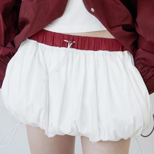 Y2K Fashion Drawstring Bubble Mini Skirt - Coquette & Grunge Aesthetic