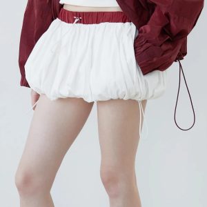 Y2K Fashion Drawstring Bubble Mini Skirt - Coquette & Grunge Aesthetic