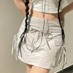 Y2K Fashion Drawstring Cargo Mini Skirt - Grunge & Coquette Aesthetic