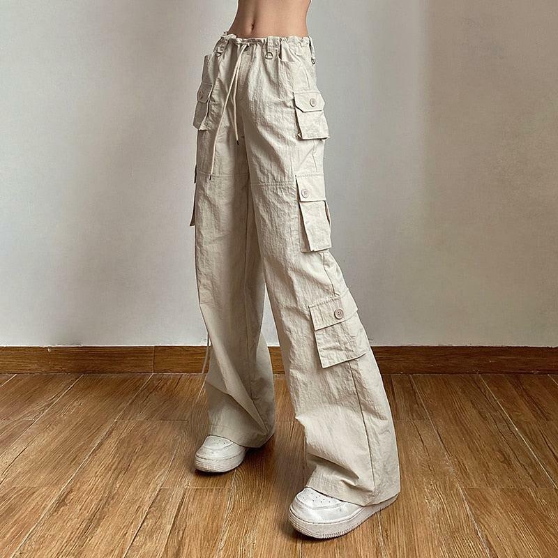 Y2K Fashion Drawstring Low Rise Cargo Pants - Grunge & Coquette Style