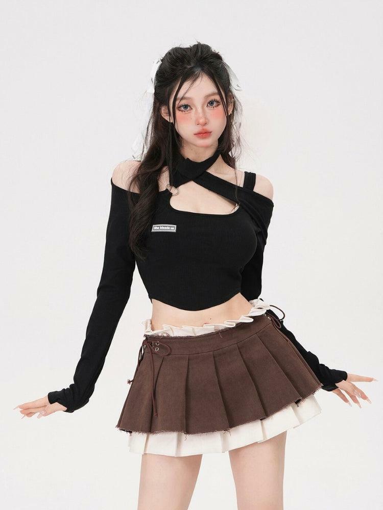 Y2K Fashion Drawstring Pleated Mini Skirt - Coquette & Grunge Aesthetic