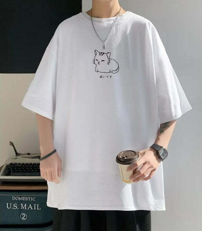 Y2K Fashion Drop Shoulder Tee - Emo, Grunge, and Coquette Aesthetic