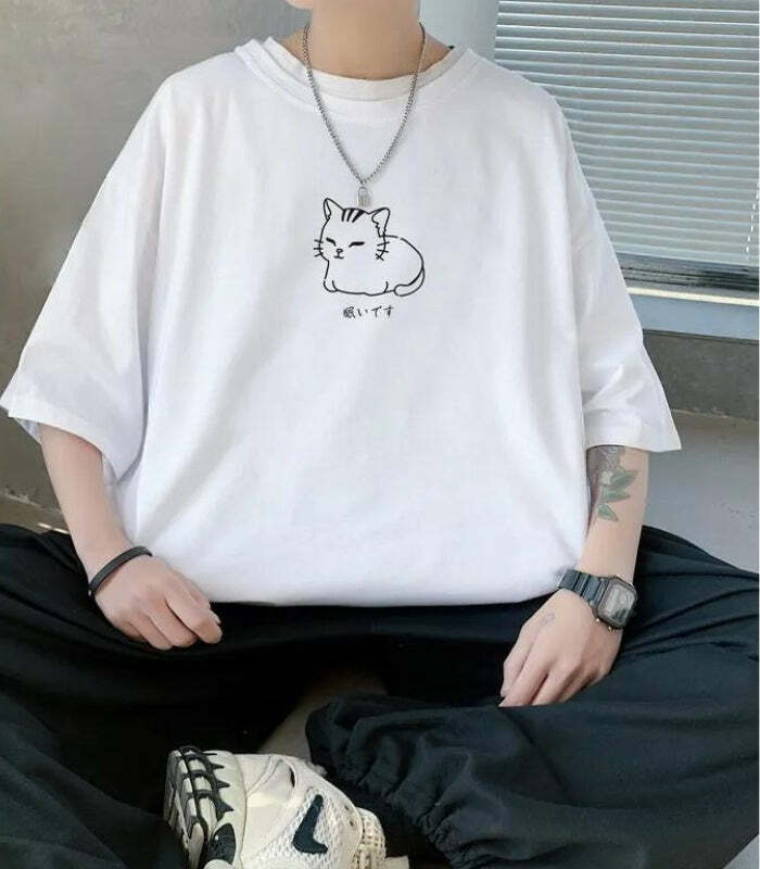 Y2K Fashion Drop Shoulder Tee - Emo, Grunge, and Coquette Aesthetic