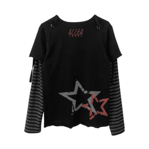 Y2K Fashion Emo Skull Long Sleeve Tee - Grunge Aesthetic Oversized Style