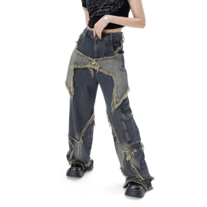 Y2K Fashion Enchanted Pentagram Jeans - Grunge & Coquette Aesthetic