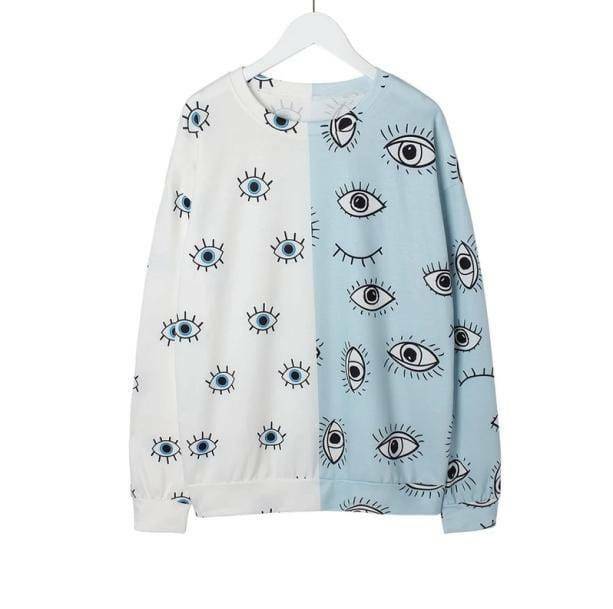 Y2K Fashion Eye Print Sweatshirt - Emo, Grunge, and Coquette Aesthetic