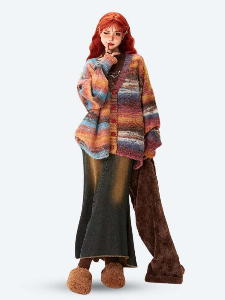 Y2K Fashion Fairy Grunge Cardigan - Oversized Aesthetic Sweater