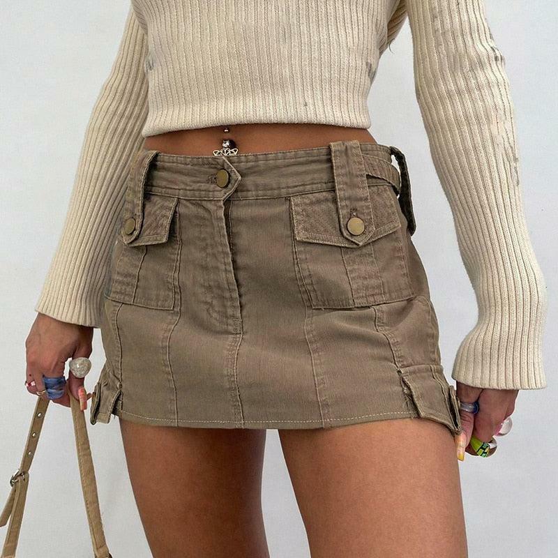 Y2K Fashion Fairy Grunge Cargo Mini Skirt - Cute Aesthetic Outfit