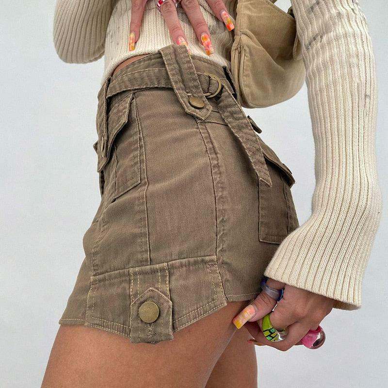 Y2K Fashion Fairy Grunge Cargo Mini Skirt - Cute Aesthetic Outfit