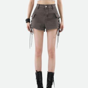 Y2K Fashion Fairy Grunge Cargo Shorts - Cute Coquette Aesthetic Style