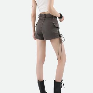 Y2K Fashion Fairy Grunge Cargo Shorts - Cute Coquette Aesthetic Style