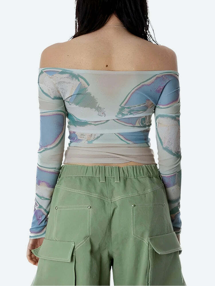 Y2K Fashion Fairycore Butterfly Mesh Top - Cute Aesthetic Shirt