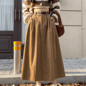 Y2K Fashion Fall Corduroy Skirt - Grunge Aesthetic & Coquette Style