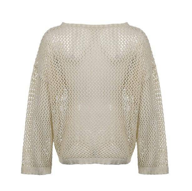 Y2K Fashion Fishnet Sweater - Grunge Aesthetic Oversized Cute Top