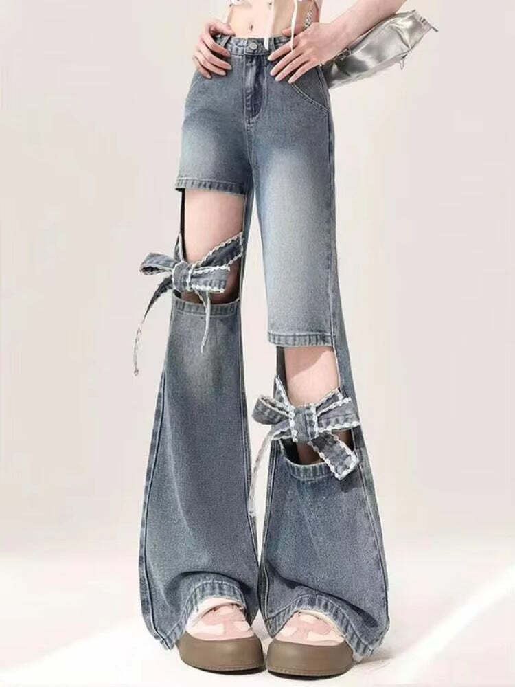 Y2K Fashion Flare Jeans: Grunge Style Meets Coquette Aesthetic