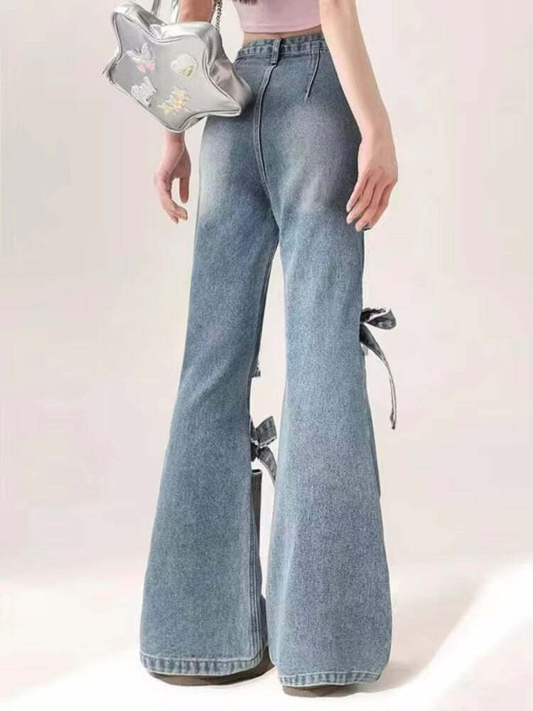 Y2K Fashion Flare Jeans: Grunge Style Meets Coquette Aesthetic