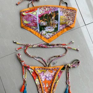 Y2K Fashion Floral Bandana Bikini Set - Coquette Aesthetic Swimwear