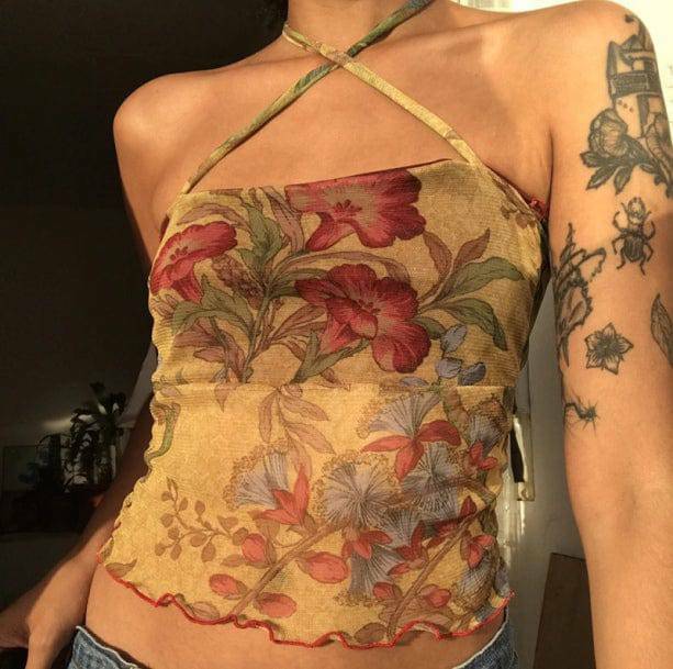 Y2K Fashion Floral Crop Top - Coquette Aesthetic & Grunge Style