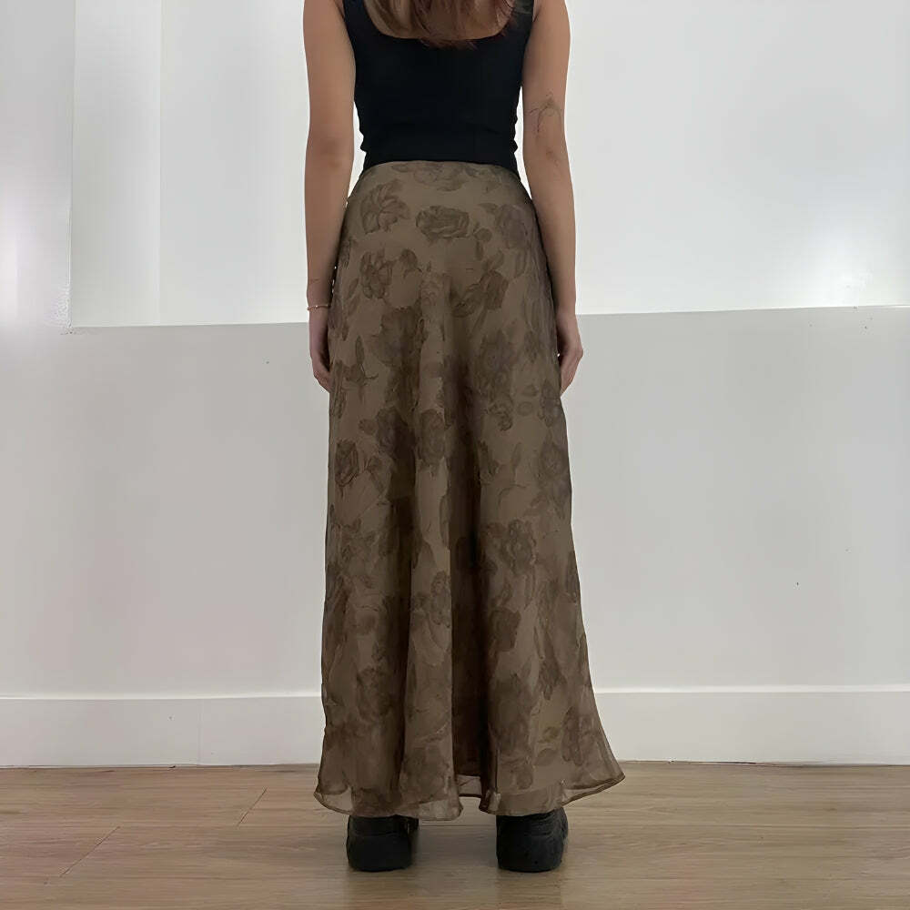 Y2K Fashion Floral Maxi Skirt - Grunge Aesthetic Coquette Style