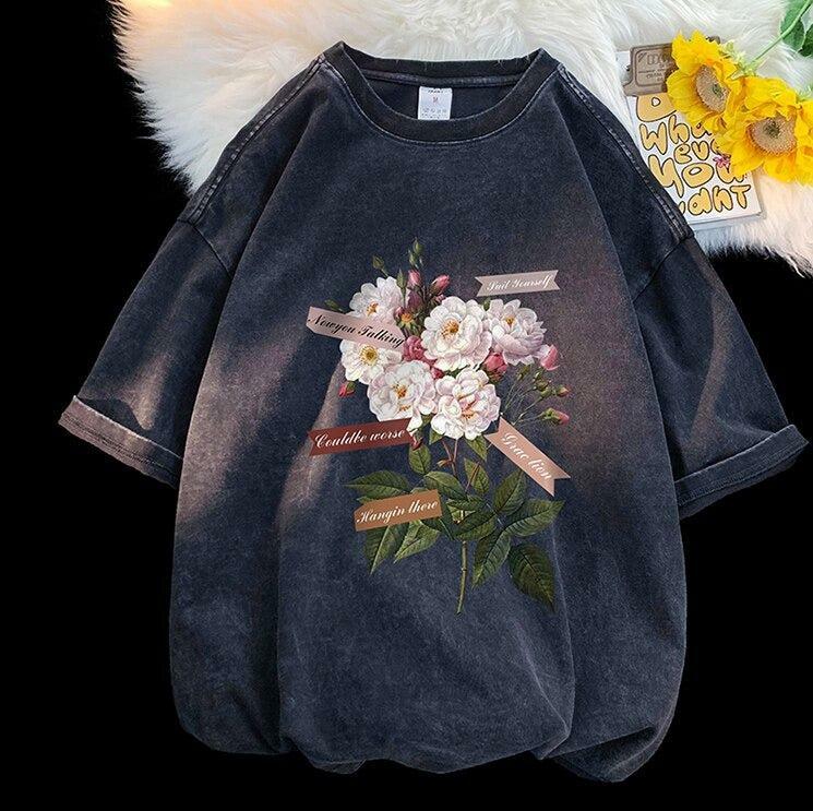 Y2K Fashion Flowers Tee - Cute Aesthetic Shirt for Coquette & Grunge Styles