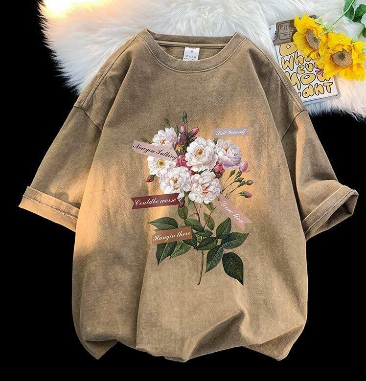 Y2K Fashion Flowers Tee - Cute Aesthetic Shirt for Coquette & Grunge Styles