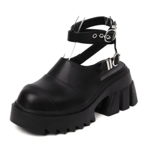 Y2K Fashion Goth Ankle Wrap Shoes for Emo and Grunge Aesthetic Styles