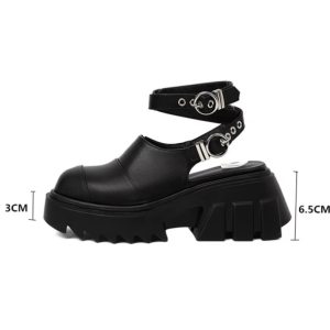 Y2K Fashion Goth Ankle Wrap Shoes for Emo and Grunge Aesthetic Styles