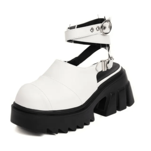 Y2K Fashion Goth Ankle Wrap Shoes for Emo and Grunge Aesthetic Styles