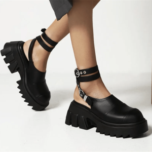 Y2K Fashion Goth Ankle Wrap Shoes for Emo and Grunge Aesthetic Styles