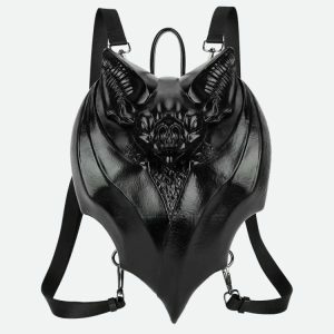 Y2K Fashion Goth Bat Backpack - Emo, Grunge, and Coquette Aesthetic