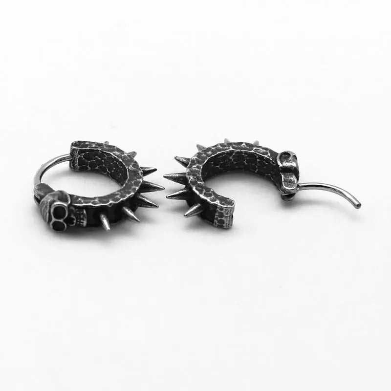 Y2K Fashion Goth Skull Spiked Hoop Earrings for Emo & Grunge Aesthetic