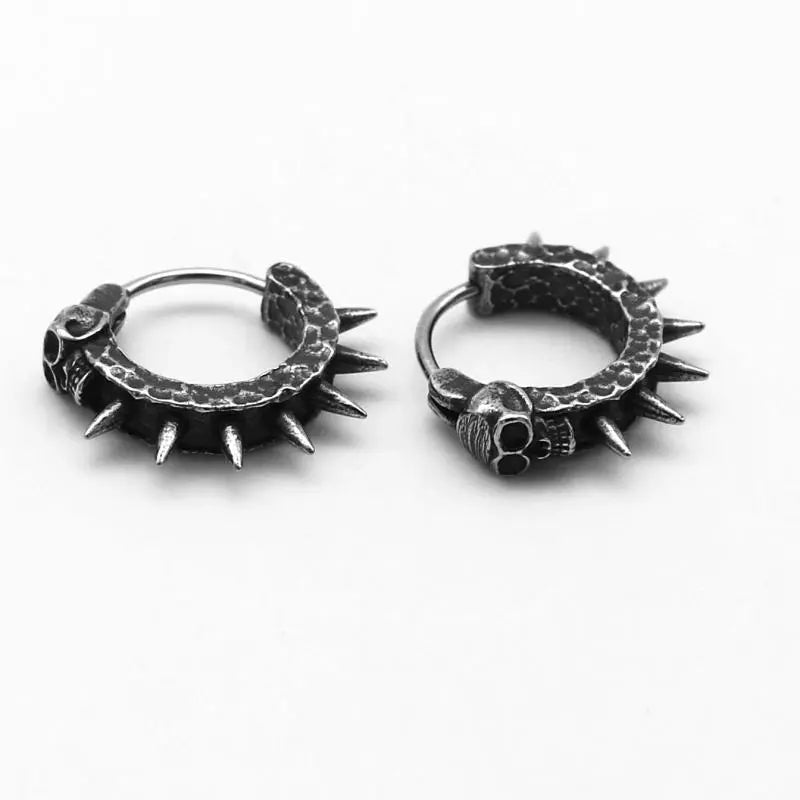 Y2K Fashion Goth Skull Spiked Hoop Earrings for Emo & Grunge Aesthetic