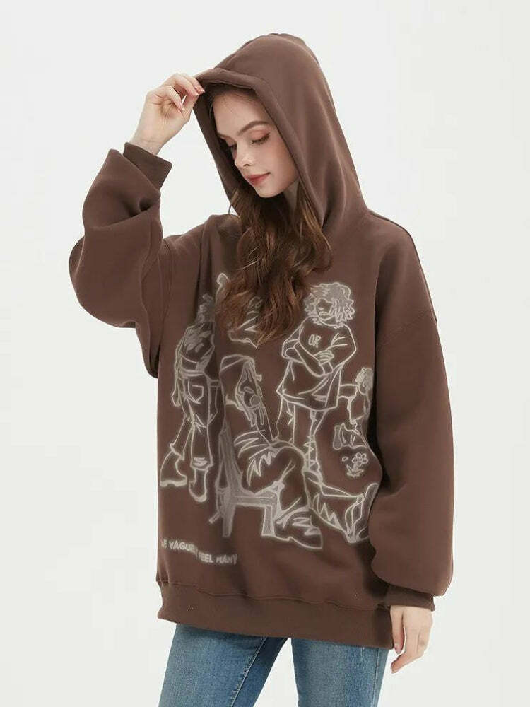 Y2K Fashion Graphic Printed Hoodie - Emo, Grunge, Coquette Aesthetic