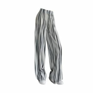 Y2K Fashion Gray Stripes Loose Pants - Grunge Aesthetic & Coquette Style