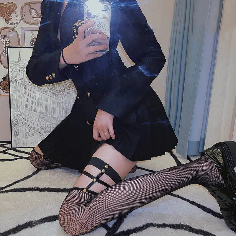 Y2K Fashion Grunge Fishnet Thigh High Socks for Emo & Coquette Aesthetic