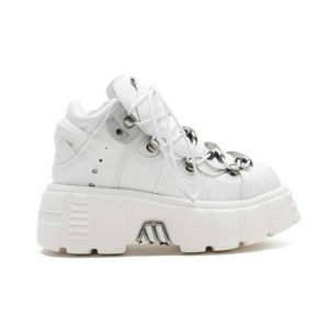 Y2K Fashion Grunge Style Metallic Sneakers for Coquette Aesthetic Outfits