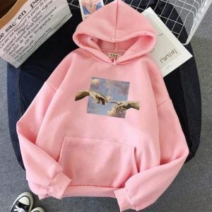 Y2K Fashion Hands of God Hoodie - Grunge Aesthetic Oversized Sweater