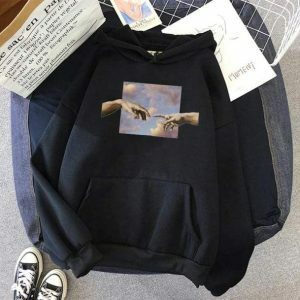 Y2K Fashion Hands of God Hoodie - Grunge Aesthetic Oversized Sweater