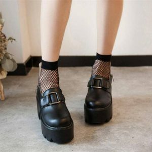 Y2K Fashion Harajuku Platform Shoes - Grunge Aesthetic & Coquette Style