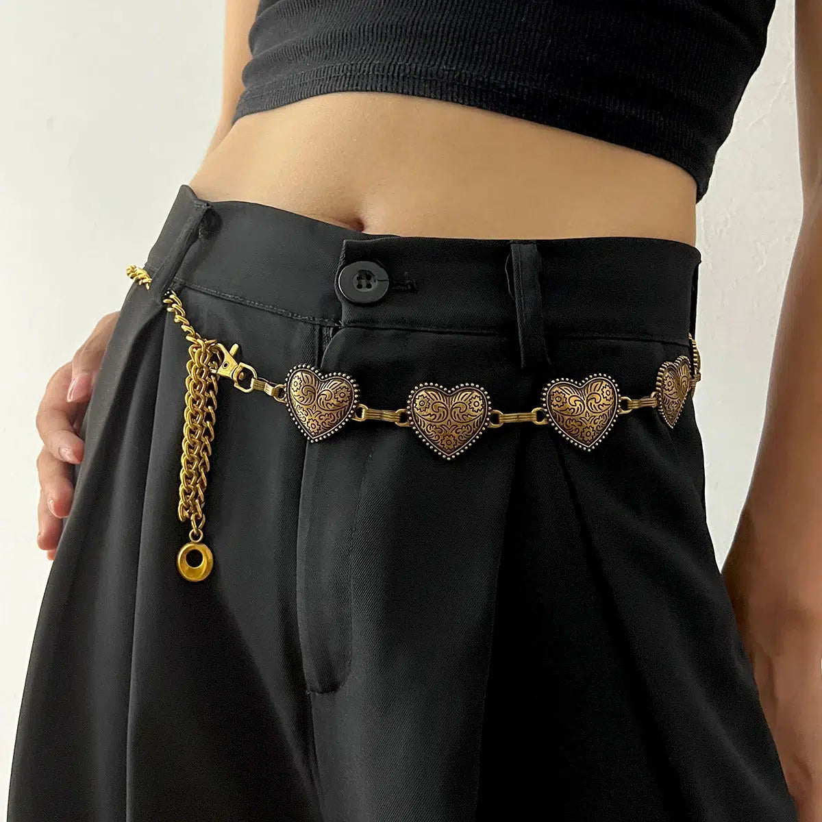 Y2K Fashion Heart Belly Chain - Coquette Aesthetic Jewelry for Emo & Grunge Styles